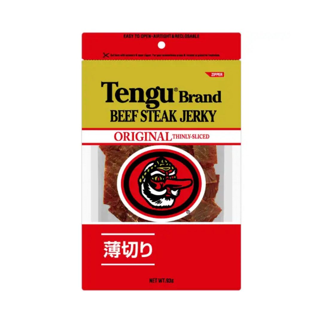 Tengu Brand Beef Steak Jerky 93ｇ薄切り15こ テング ビーフステーキジャーキー 薄切りタイプ 93 g – 酒庫住田屋