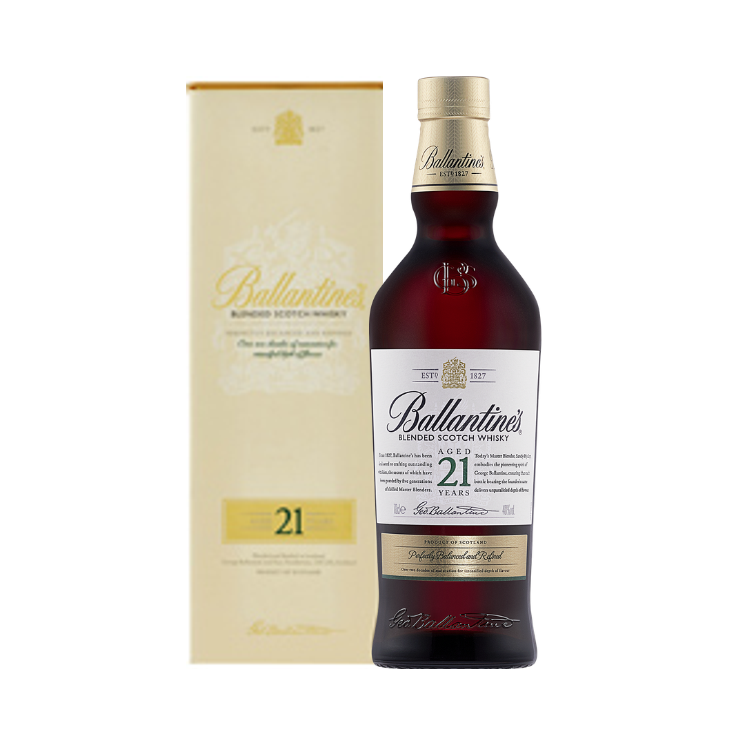 バランタイン 21年 700ml ボトルとカートン