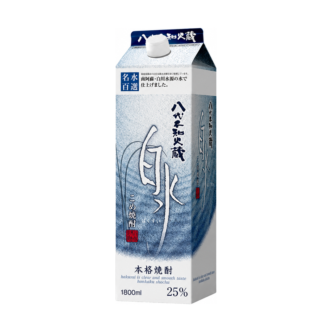 白水 こめ焼酎 25度 1.8L パック 正面