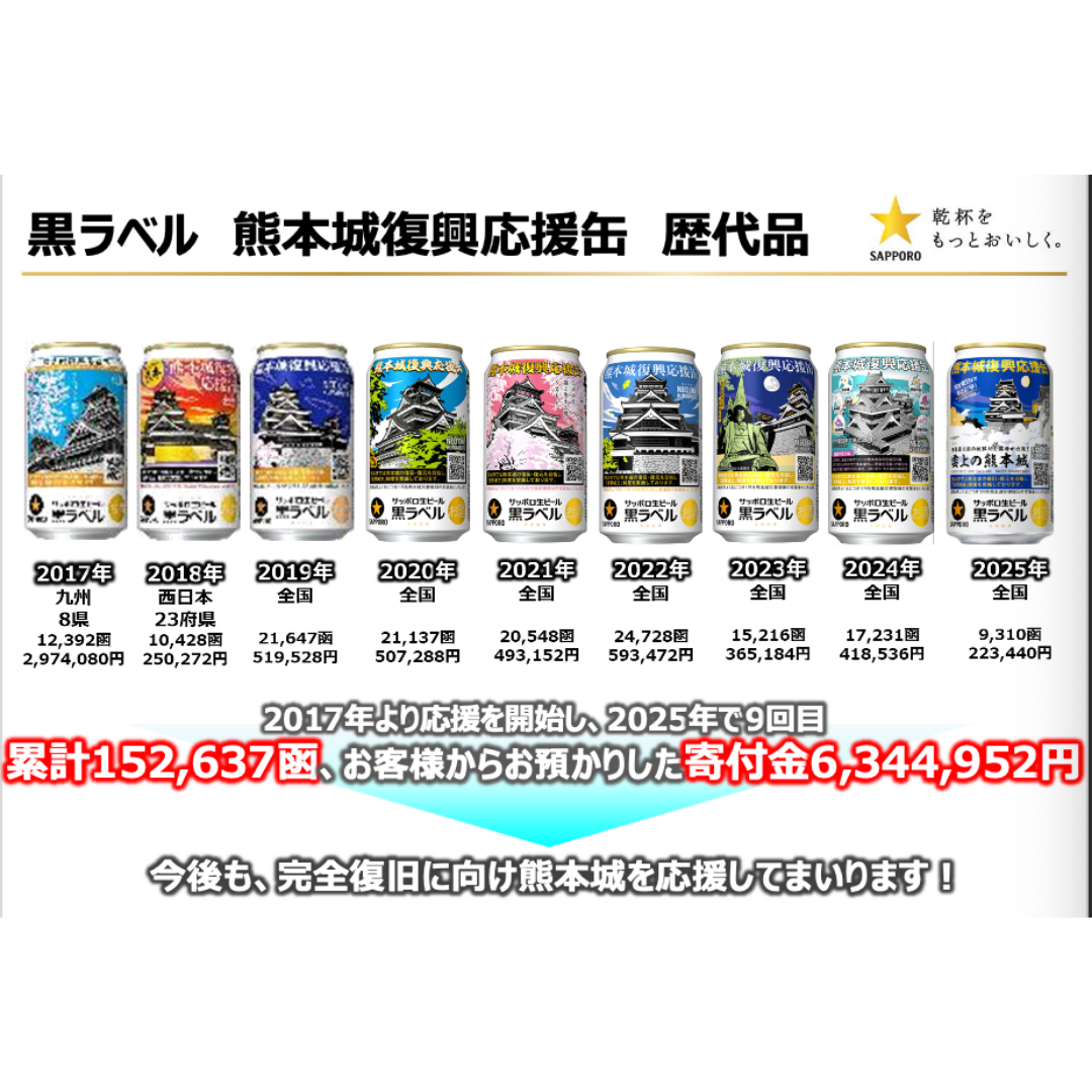 予約販売】サッポロ生ビール黒ラベル 熊本城復興応援缶 350ml×24本入り