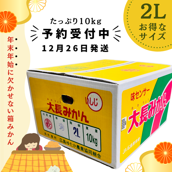 【予約販売｜26日発送】大長いしじみかん 10kg 青秀 中生（なかて）2Lサイズ〈広島県呉市大長産〉