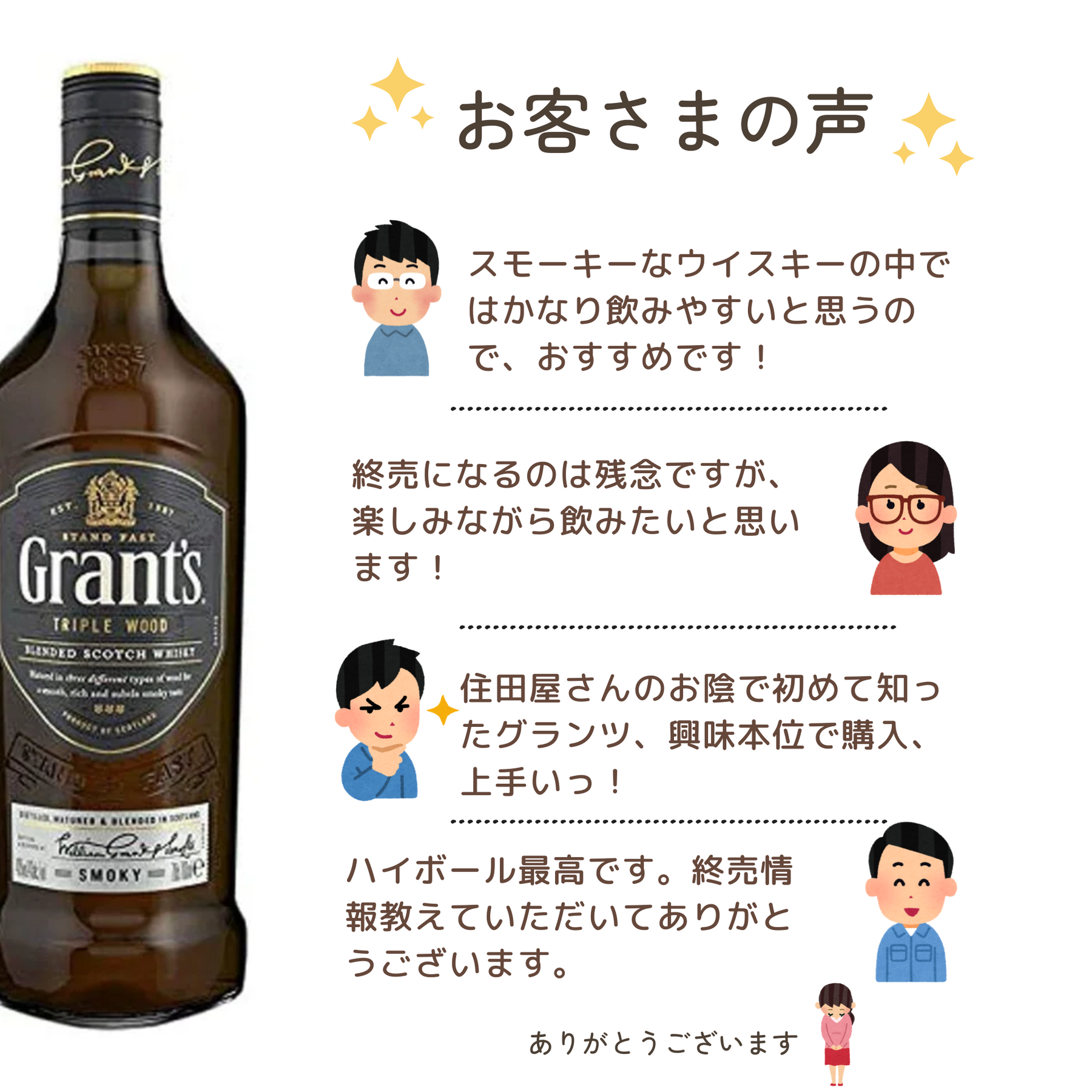 Grant's スコッチウイスキー 43% ウイスキーグランツを学ぶ！味や種類、おすすめの飲み方