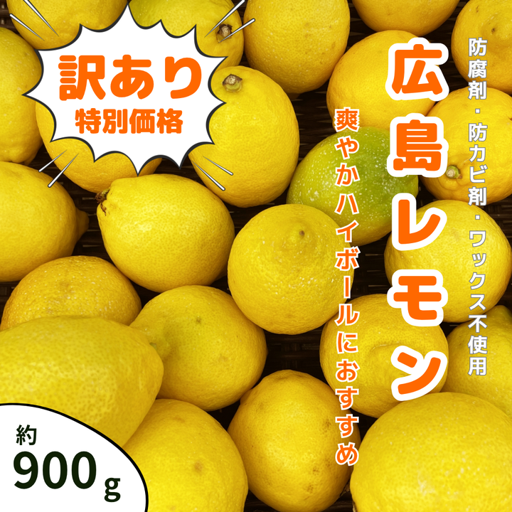 瀬戸内 広島レモン（B級品・形不揃い） 約900g